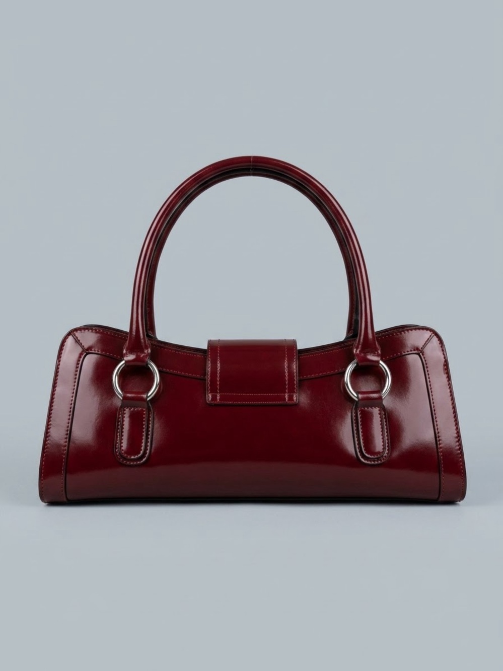 Gucci Burgundy Leather Shoulder Bag with Silver Buckle - Picture 2 of 4